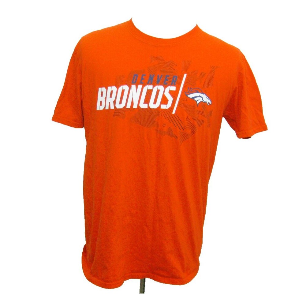 DENVER BRONCOS Men's Size Large Orange Short Sleeve Graphic T-Shirt NFL Football